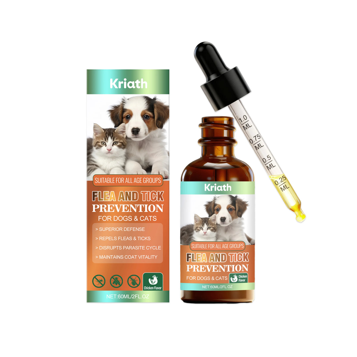 Gocce Svermentiere Naturali per Cani e Gatti, Integratore Antiparassitario Intestinale, Protezione e Repellente a Doppio Effetto, Liquido Svermentiere per Animali Domestici