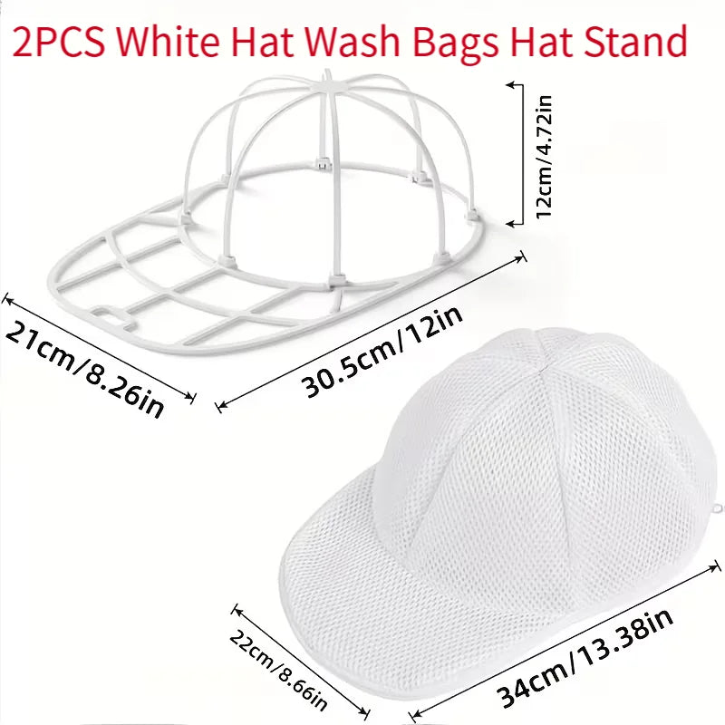 Gabbia Riutilizzabile per il Lavaggio dei Cappelli, Supporto Anti-Deformazione con Borsa a Rete per la Conservazione, Supporto Salvaspazio per la Pulizia dei Cappelli per l'Organizzazione Domestica